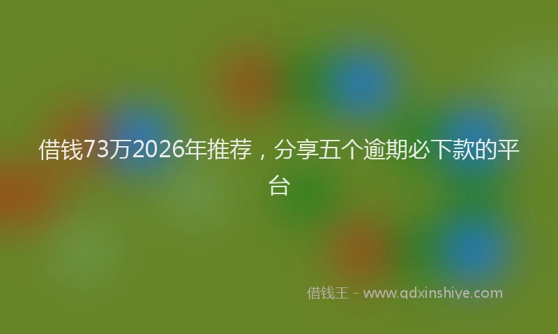 借钱73万2026年推荐，分享五个逾期必下款的平台