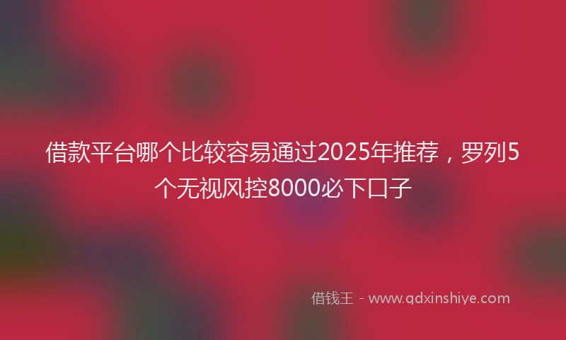 借款平台哪个比较容易通过2025年推荐，罗列5个无视风控8000必下口子