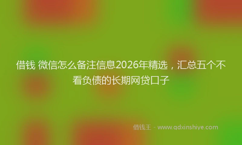借钱 微信怎么备注信息2026年精选，汇总五个不看负债的长期网贷口子