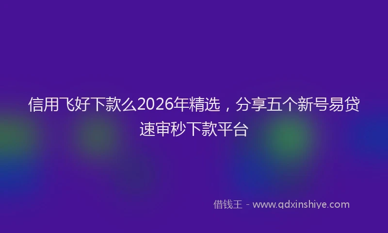 信用飞好下款么2026年精选，分享五个新号易贷速审秒下款平台