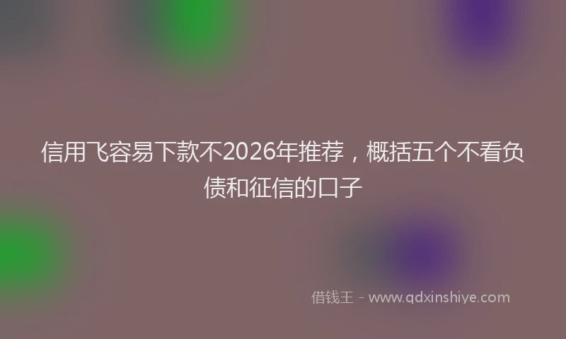 信用飞容易下款不2026年推荐，概括五个不看负债和征信的口子