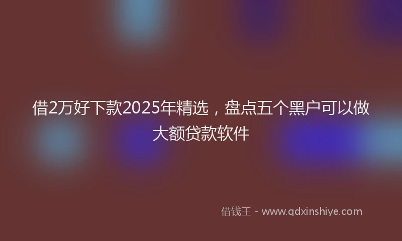 借2万好下款2025年精选，盘点五个黑户可以做大额贷款软件