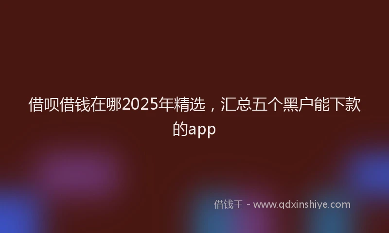 借呗借钱在哪2025年精选,汇总五个黑户能下款的app