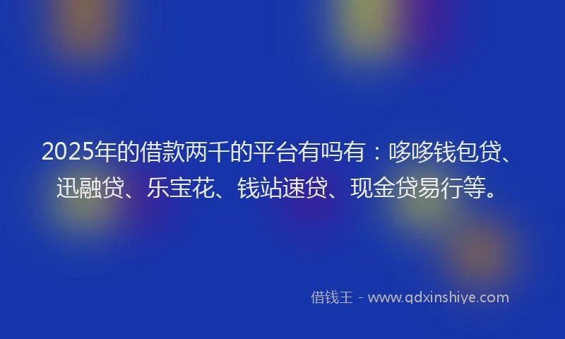 2025年的借款两千的平台有吗有：哆哆钱包贷、迅融贷、乐宝花、钱站速贷、现金贷易行等。