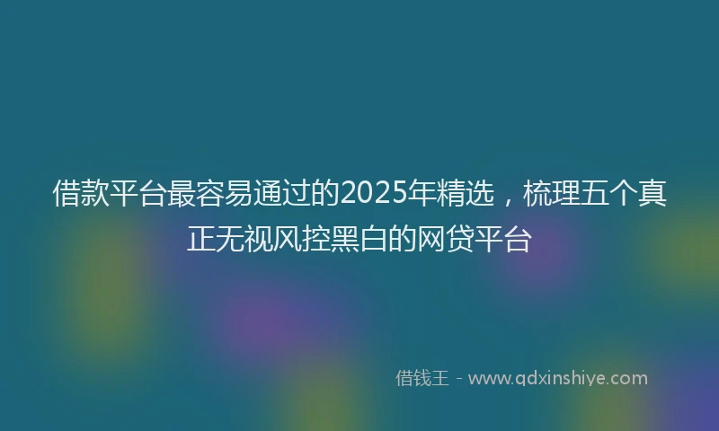 借款平台最容易通过的2025年精选，梳理五个真正无视风控黑白的网贷平台