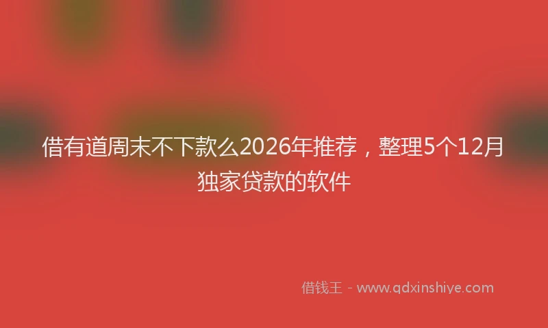 借有道周末不下款么2026年推荐，整理5个12月独家贷款的软件