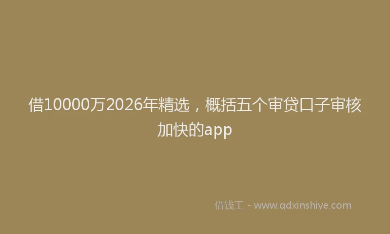 借10000万2026年精选,概括五个审贷口子审核加快的app