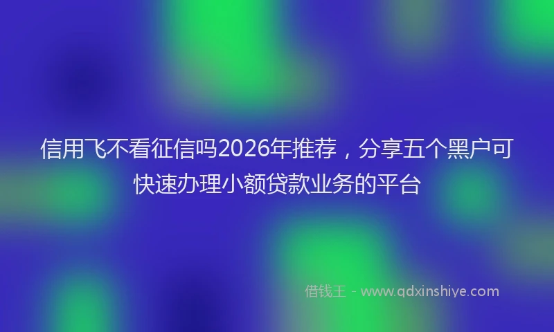 信用飞不看征信吗2026年推荐，分享五个黑户可快速办理小额贷款业务的平台
