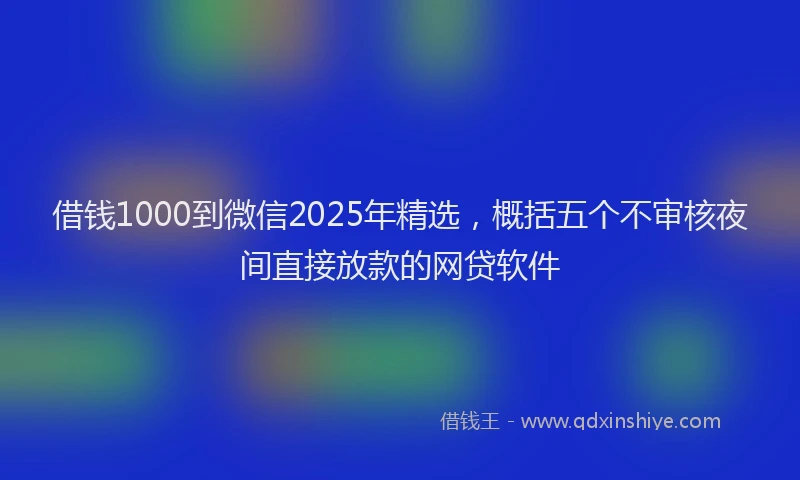 借钱1000到微信2025年精选，概括五个不审核夜间直接放款的网贷软件