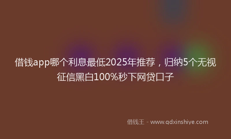 借钱app哪个利息最低2025年推荐，归纳5个无视征信黑白100%秒下网贷口子