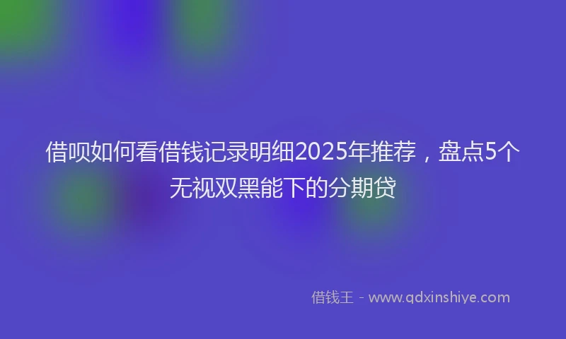 借呗如何看借钱记录明细2025年推荐,盘点5个无视双黑能下的分期贷