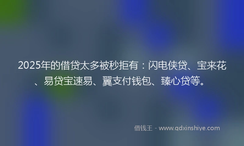 2025年的借贷太多被秒拒有：闪电侠贷、宝来花、易贷宝速易、翼支付钱包、臻心贷等。
