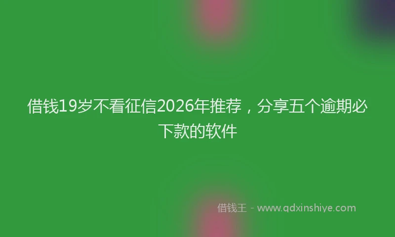 借钱19岁不看征信2026年推荐,分享五个逾期必下款的软件