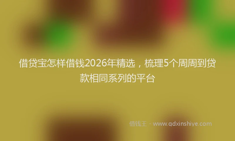借贷宝怎样借钱2026年精选,梳理5个周周到贷款相同系列的平台