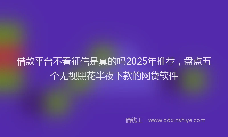 借款平台不看征信是真的吗2025年推荐，盘点五个无视黑花半夜下款的网贷软件