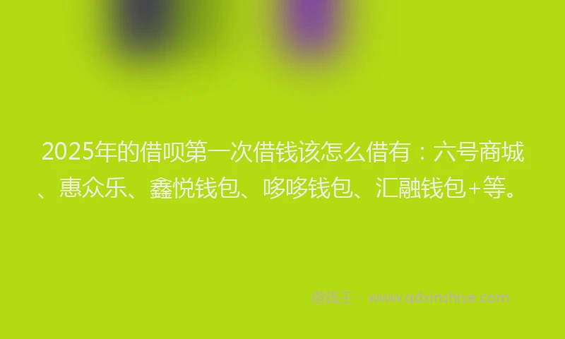 2025年的借呗第一次借钱该怎么借有：六号商城、惠众乐、鑫悦钱包、哆哆钱包、汇融钱包+等。