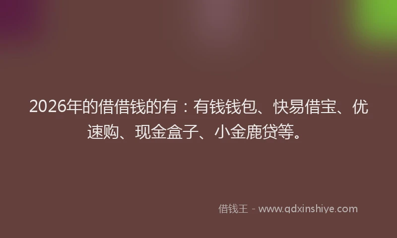 2026年的借借钱的有:有钱钱包、快易借宝、优速购、现金盒子、小金鹿贷等。