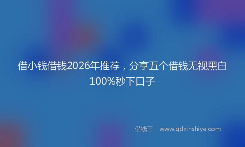 借小钱借钱2026年推荐,分享五个借钱无视黑白100%秒下口子