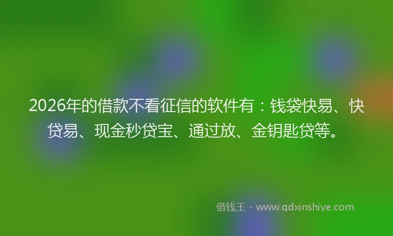 2026年的借款不看征信的软件有：钱袋快易、快贷易、现金秒贷宝、通过放、金钥匙贷等。