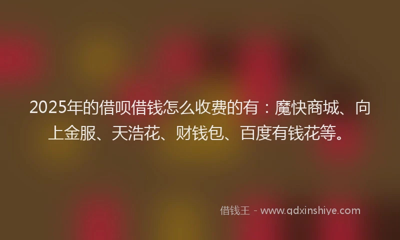 2025年的借呗借钱怎么收费的有：魔快商城、向上金服、天浩花、财钱包、百度有钱花等。