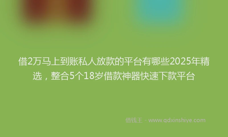 借2万马上到账私人放款的平台有哪些2025年精选,整合5个18岁借款神器快速下款平台