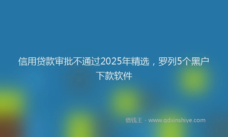 信用贷款审批不通过2025年精选，罗列5个黑户下款软件