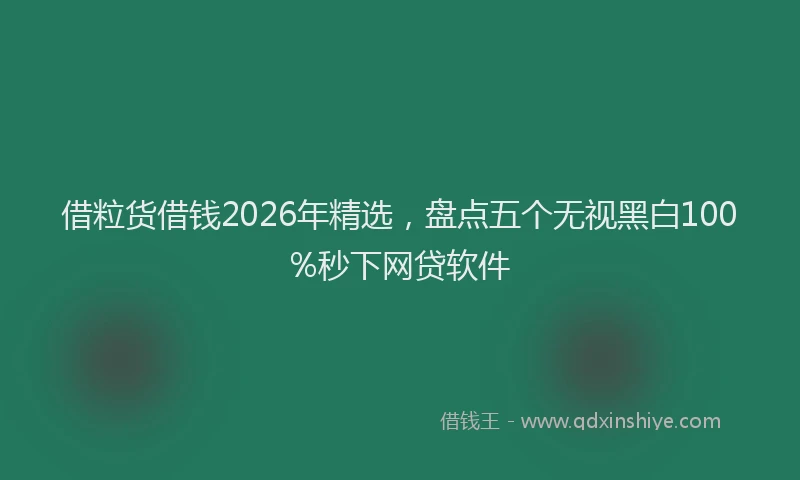 借粒货借钱2026年精选，盘点五个无视黑白100%秒下网贷软件