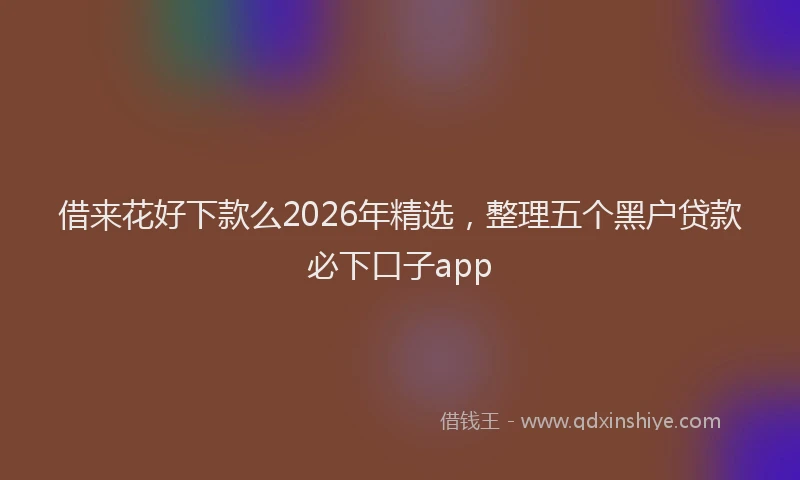 借来花好下款么2026年精选，整理五个黑户贷款必下口子app