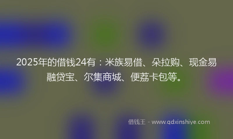 2025年的借钱24有：米族易借、朵拉购、现金易融贷宝、尔集商城、便荔卡包等。