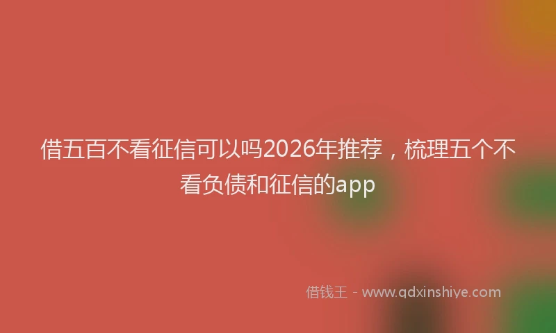 借五百不看征信可以吗2026年推荐，梳理五个不看负债和征信的app