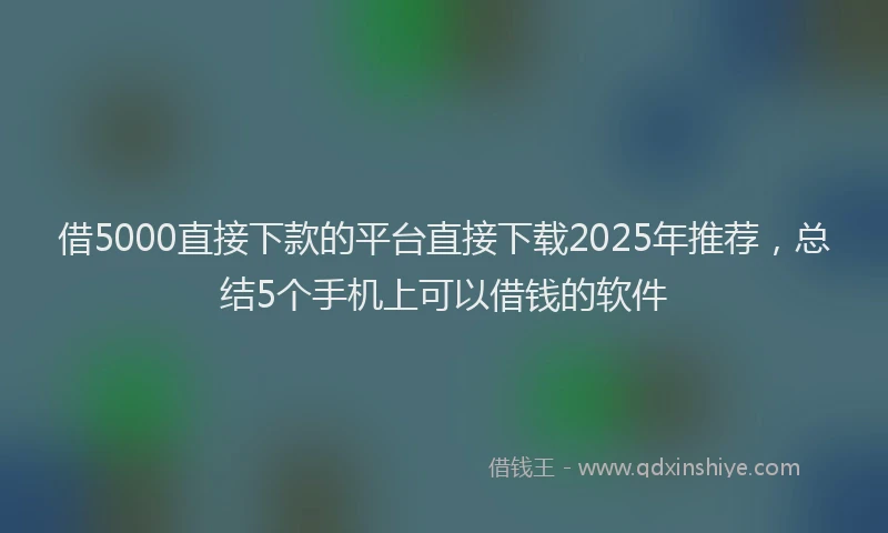 借5000直接下款的平台直接下载2025年推荐,总结5个手机上可以借钱的软件