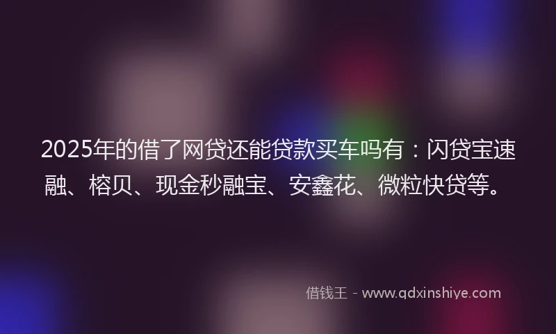 2025年的借了网贷还能贷款买车吗有:闪贷宝速融、榕贝、现金秒融宝、安鑫花、微粒快贷等。