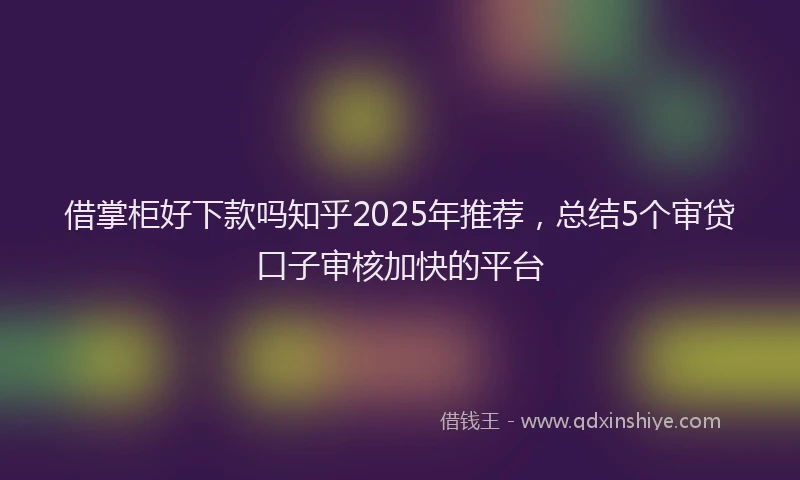 借掌柜好下款吗知乎2025年推荐，总结5个审贷口子审核加快的平台