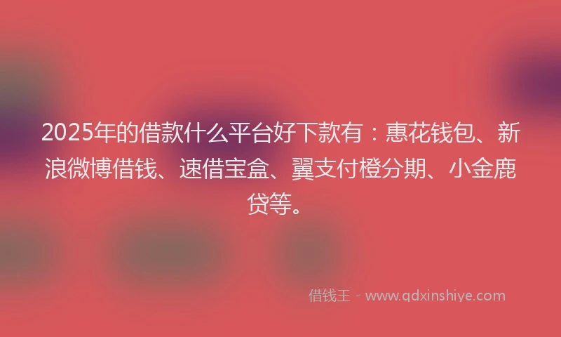 2025年的借款什么平台好下款有:惠花钱包、新浪微博借钱、速借宝盒、翼支付橙分期、小金鹿贷等。