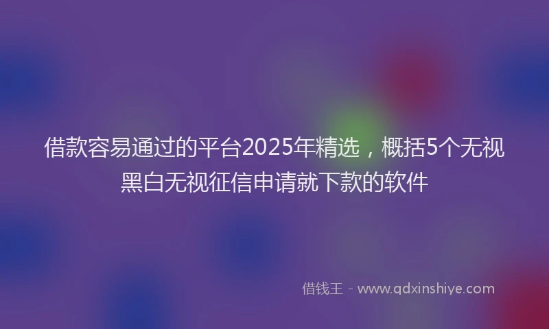 借款容易通过的平台2025年精选，概括5个无视黑白无视征信申请就下款的软件