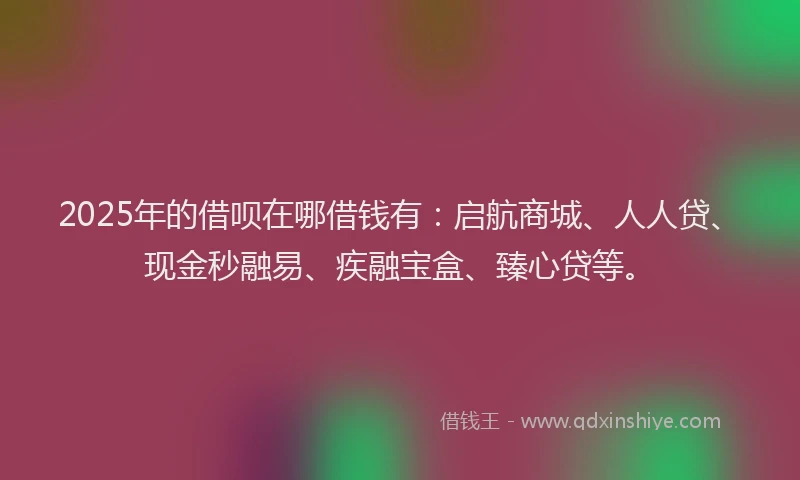 2025年的借呗在哪借钱有：启航商城、人人贷、现金秒融易、疾融宝盒、臻心贷等。