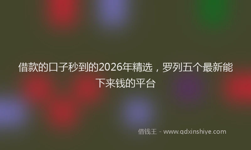 借款的口子秒到的2026年精选，罗列五个最新能下来钱的平台
