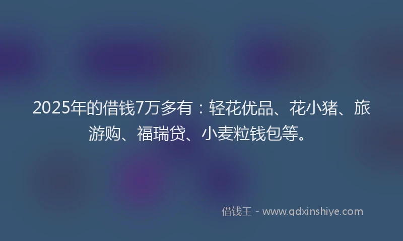 2025年的借钱7万多有：轻花优品、花小猪、旅游购、福瑞贷、小麦粒钱包等。