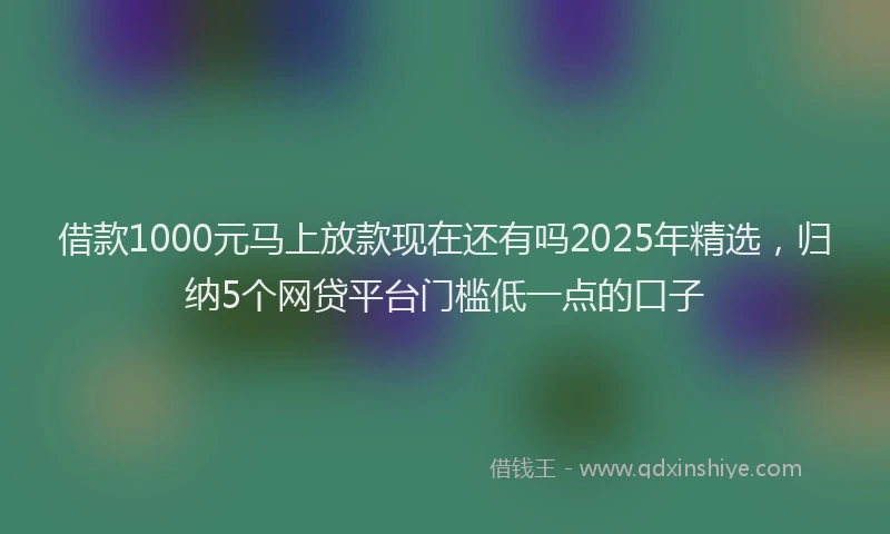 借款1000元马上放款现在还有吗2025年精选,归纳5个网贷平台门槛低一点的口子