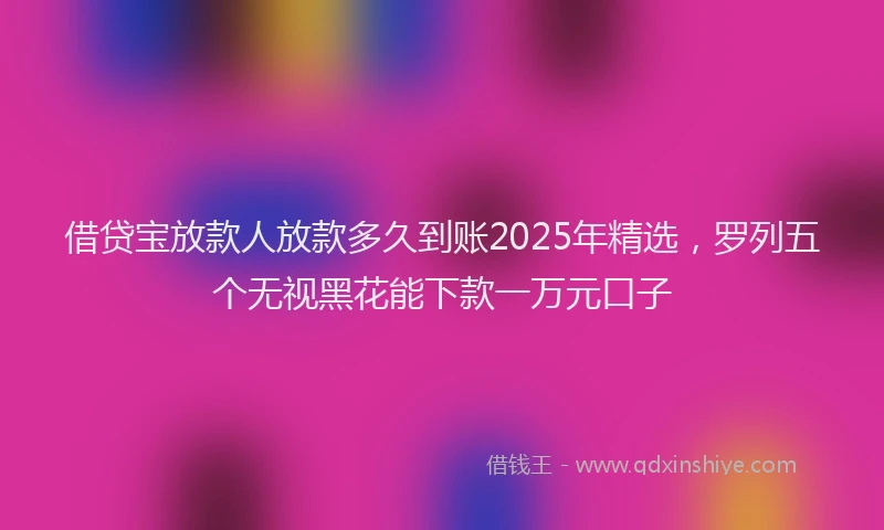 借贷宝放款人放款多久到账2025年精选，罗列五个无视黑花能下款一万元口子