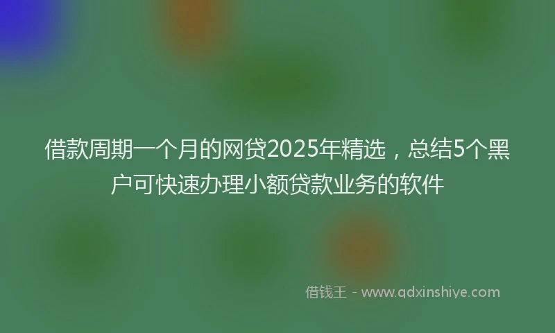 借款周期一个月的网贷2025年精选，总结5个黑户可快速办理小额贷款业务的软件