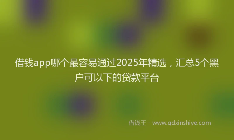 借钱app哪个最容易通过2025年精选，汇总5个黑户可以下的贷款平台