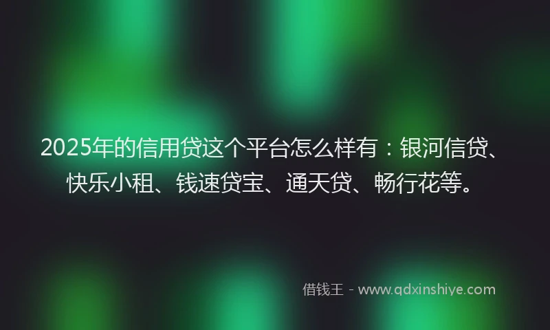 2025年的信用贷这个平台怎么样有：银河信贷、快乐小租、钱速贷宝、通天贷、畅行花等。
