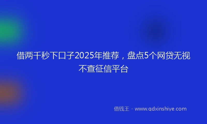 借两千秒下口子2025年推荐，盘点5个网贷无视不查征信平台