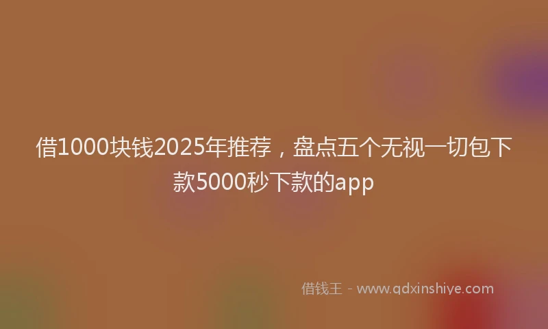 借1000块钱2025年推荐，盘点五个无视一切包下款5000秒下款的app