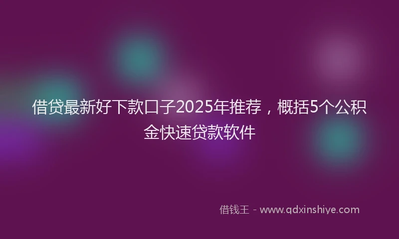 借贷最新好下款口子2025年推荐,概括5个公积金快速贷款软件