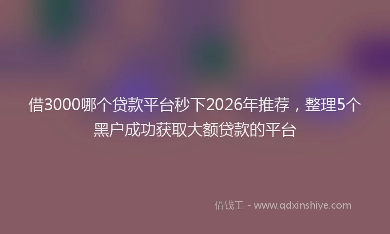 借3000哪个贷款平台秒下2026年推荐,整理5个黑户成功获取大额贷款的平台