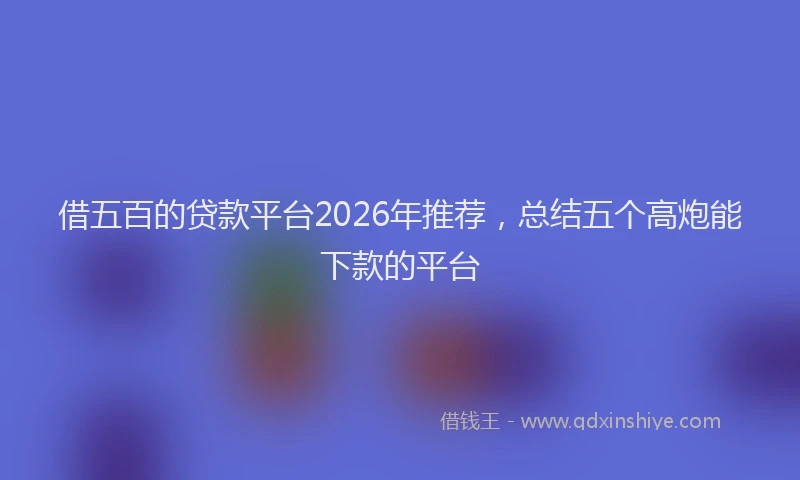 借五百的贷款平台2026年推荐,总结五个高炮能下款的平台