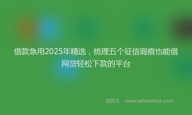 借款急用2025年精选,梳理五个征信瑕疵也能借网贷轻松下款的平台