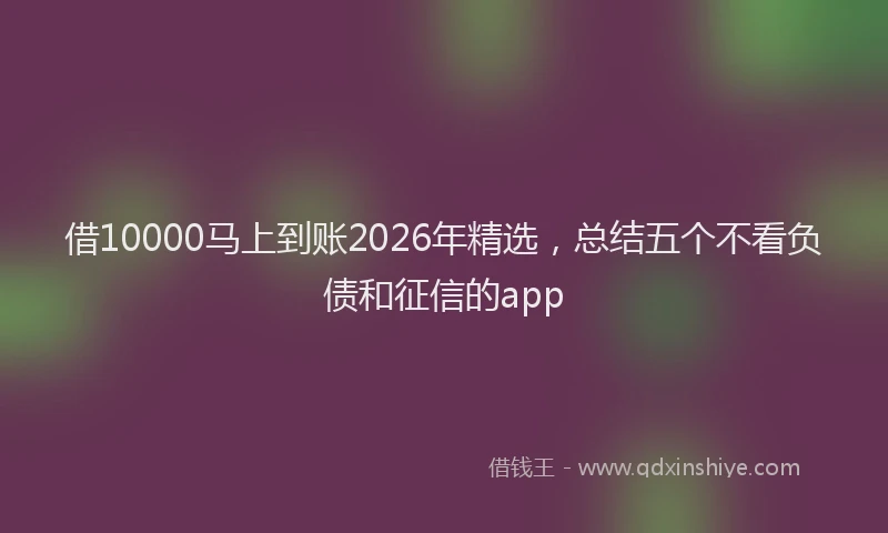 借10000马上到账2026年精选,总结五个不看负债和征信的app